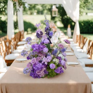Purple Peony Rose Flower Centerpieces,Wedding Flower Arrangement,Table Flower Runner,Table Floral Centerpiece,Wedding Aisle Flower Runner