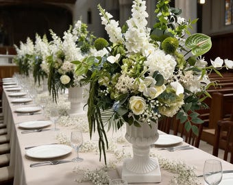 White Larkspur Rose Flower Ball Centerpiece,Aisle Runners,Wedding Table Decor