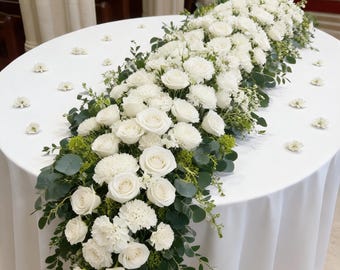 White Artificial Flower Garland,Wedding Flower Arrangement,Aisle Runner Decor,Arborway Party Decor