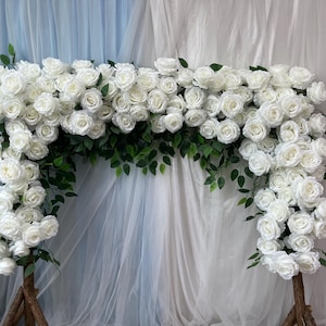Greenery White Rose Flower Arch,Wedding Swag,Wedding Flower Backdrop,Wedding Flower Arch,Artificial Flowers Arbour Corner,Custom Flower Arch