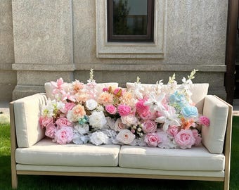 Pastellrosa Pfingstrose, Rosen-Hhyazinthen, Luxushochzeitsblumen-Schatz-Tischblumenarrangements-Bodengangblumen