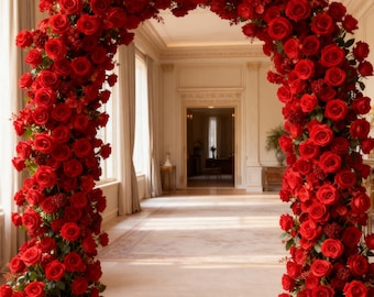 Red Wedding Arch Flowers,Wedding Arch Flowers,Wedding Decoration