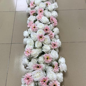 Wedding Flower Arch,White Rose Flower Runner,ChrysanthemumFloral Garland,Wedding Arch Swag,Wedding Flower Arrrangement,Table Flower Runner