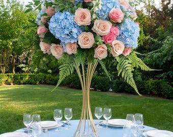 Blue Hydrangea Pink Rose Flower Ball,Wedding Table Centerpiece Arrangement