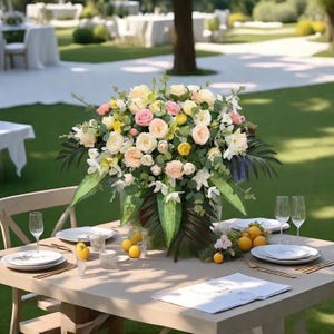 Bola de flores artificiais com rosas, ideias para casamento, bola de flores de mesa, bola de flores, centro de mesa, coração, recepção de casamento