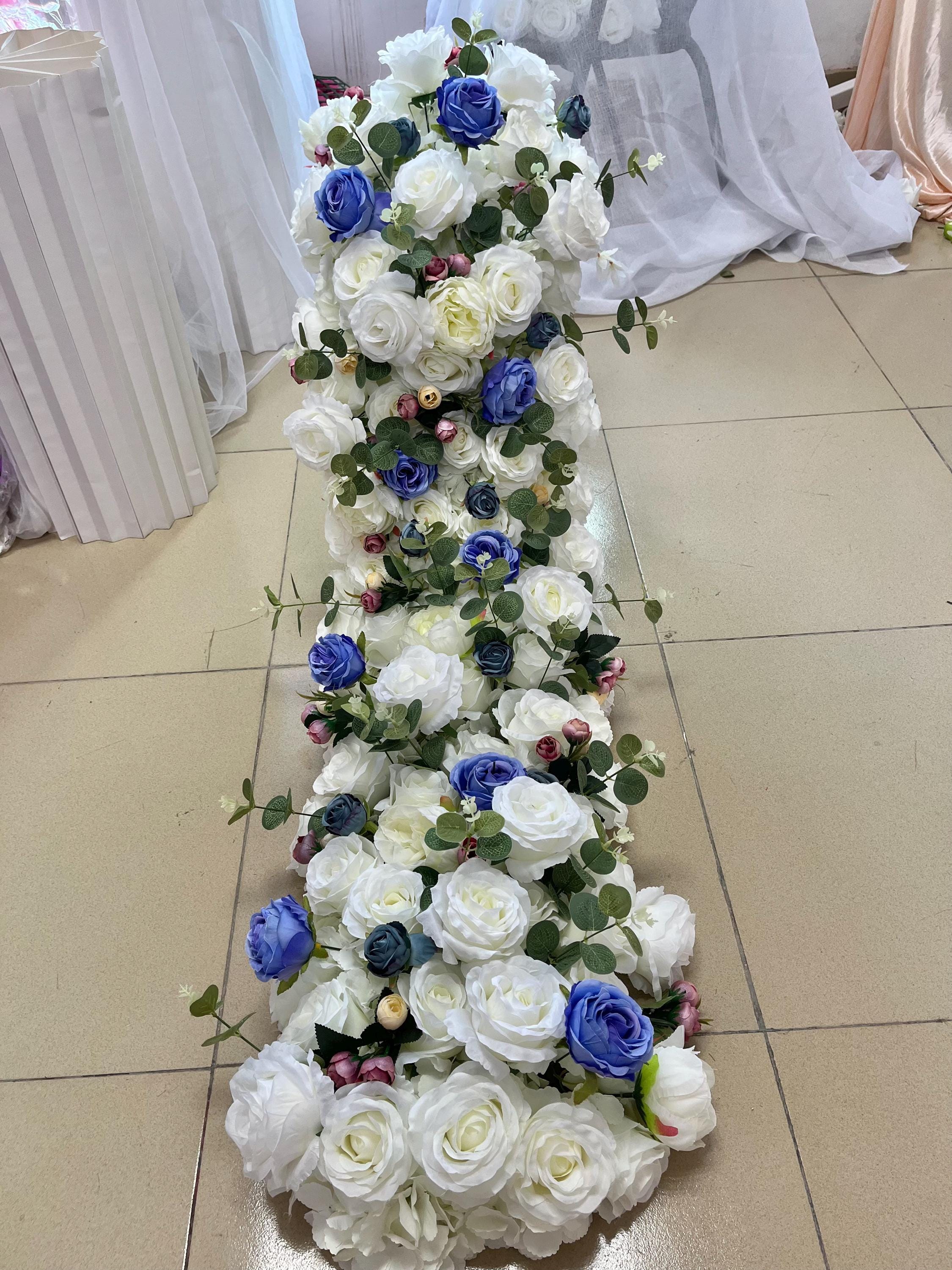 ウェディング フラワー ガーランド、ホワイト ブルー ローズ フラワー