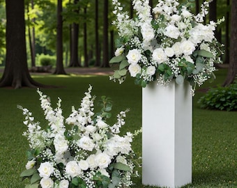 Artificial Flowers Greenery White Ivory Wedding Floor Flower Arrangement,Ground Arches Stair Florals,Wedding Sign Flower