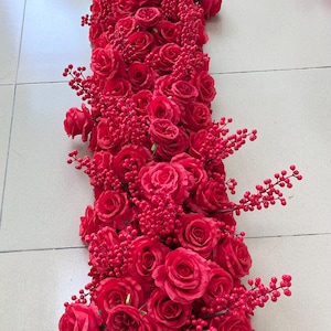 Red Rose Flower Runner,Wedding Floral Arch Garland,Wedding Arch Swag,Wedding Flower Arrrangement,Table Flower Runner,Table Centerpieces