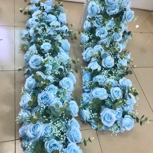 Luxury Blue Hydrangea Flower Runner,Artificial Flower Swag,Wedding Arch Swag,Flower Arrrangement,Flower Garland Centerpiece For Table