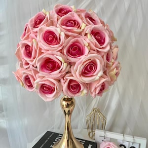 Wedding Flower Ball,Wedding Rose Table Centerpieces,Pink Wedding Aisle Flower Ball,Artificial Flower Ball For Wedding Party Home Table Decor