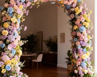 Blumenhochzeits-Bogen-Arrangement, Hochzeitshintergrund-Blumen