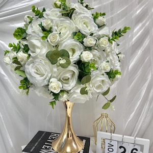 White Rose Flower Ball,Greenery Flower Ball,Flower Ball Arrangement,Table Centerpieces,Wedding Aisle Flower,Party Dinner Decor