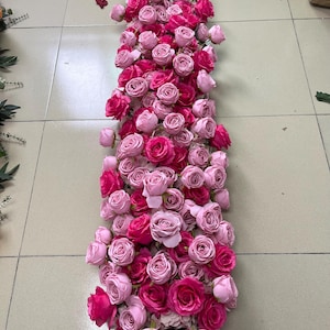 Hot Pink Rose Flower Garland,Wedding Reception,Table Flower Runner,Artificial Flower Arch,Wedding Table Centerpieces,Wedding Party Decor