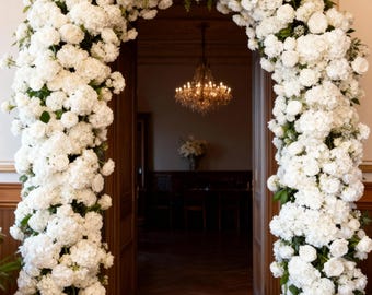 Artificial White Rose Wedding Arch Arrangement Wedding Stage Decor