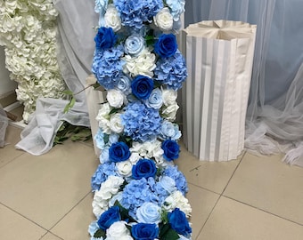 Hydrangea Blue Rose Flower Garland,Table Flowers Centerpiece,Table Flower Runner,Wedding Arch Swag,Wedding Reception,Stair Aisle Flower Row