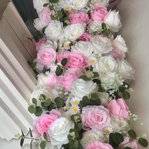White Pink Flower Runner,Flower Arch Garland,Wedding Arch Swag,Artificial Flower Runner,Wedding Flower Arrangement,Table Centerpiece