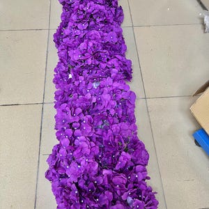 Deep Purple Hydrangea Flower Garland,Full Flower Runner,Table Flower Runner,Wedding Arch Flower,Purple Wedding Arrangement,Wedding Decor