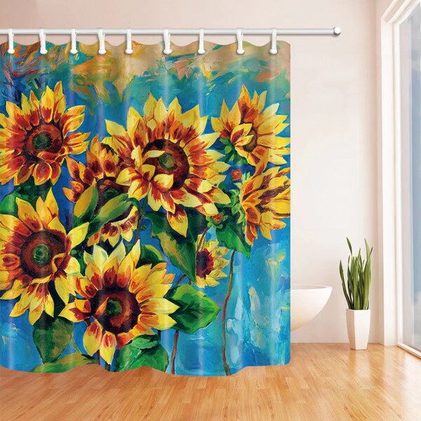 Sunflower Shower Curtain Etsy