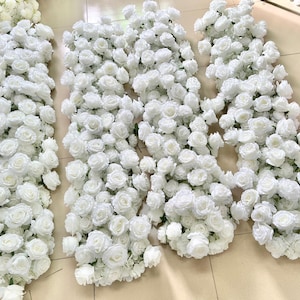 White Peony Flower Arch Garland,Rose Flower Runner,Wedding Floral Row,Wedding Arch Swag,Wedding Flower Arrrangement,Table Flower Runner