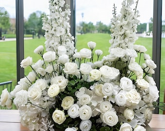 Fleurs blanches de cérémonie, fleurs du couloir, décoration de table chérie, compositions florales