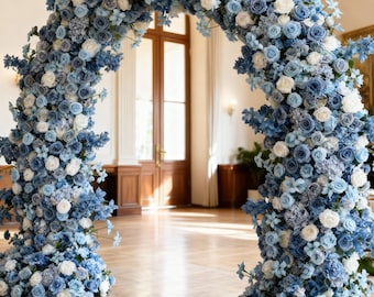 Misty Blue Flowers Arch,Artificial Hydrangea Flower Garland,Wedding Flower Arbor