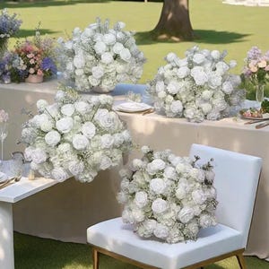 Baby Breath white rose Flower Ball,Sweetheart Table floral Ball,Artificial Flower Ball,Wedding Aisle Flowers For Wedding Party
