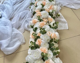 Light Champagne Flower Runner,Wedding Arrangement,Wedding Floral Garland,Wedding Aisle Flower,Wedding Arch Flower,Home Party Stage Decor