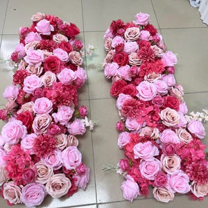 Hot Pink Rose Flower Garland,Flower Runner,Artificial Flower Table Centerpiece,Flower Arrangement,Floral Garland,Wedding Arch Decor