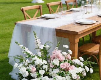 Wildflower White Rose Floral Arch,Wedding Ground Aisle Flowers Arrangements,Sweetheart Table Decor