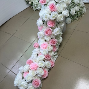 Pink Rose Flower Hydrangea Peony Garland,Swag Flower Arch,Wedding Arrrangement,Silk Floral Flower Runner,Table Flower Runner