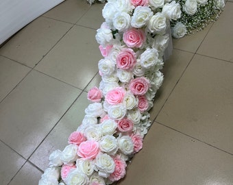 Pink Rose Flower Hydrangea Peony Garland,Swag Flower Arch,Wedding Arrrangement,Silk Floral Flower Runner,Table Flower Runner
