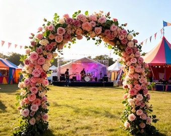 Pink Floral Arrangement Backdrop,Rose Wedding Arch Flowers,Ceremony Decor