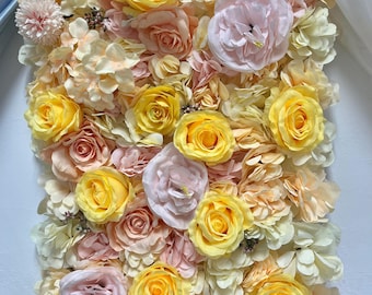 3D Flower Wall,Yellow Flower Panel For Wedding/Party Living Bedroom Home Stage Baby Shower Decor,Artificial Rose Flower Wall Backdrop