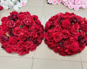 Sfera di fiori di peonia rossa, decorazione per centrotavola nuziale rossa