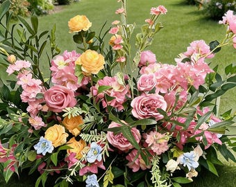 Pink Wedding Floor Flower Arrangement,Ground Flower,Wedding Florals Arch