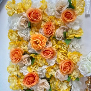Yellow Orange Rose Floral Wall,3D Flower Panels Wall For Wedding Baby Shower Event Party Decor,Handmade Flower Wall,Flower Backdrop