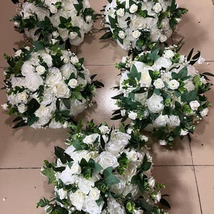 Peony Flower Table Centerpieces,Baby&#39;s Breath White Rose Flower Ball,Table Flower Centerpieces,Table Flower Arrangement,Wedding Centerpieces