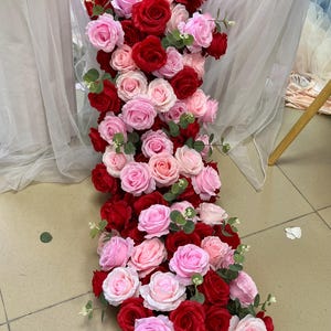 Flower Arch Garland,Rose Flower Runner,Pnk Floral Wedding Centerpieces,Wedding Floral Runner,Wedding Arch Swag,Wedding Flower Arrrangement