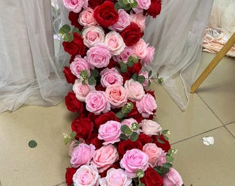 Flower Arch Garland,Rose Flower Runner,Pnk Floral Wedding Centerpieces,Wedding Floral Runner,Wedding Arch Swag,Wedding Flower Arrrangement