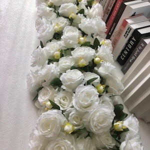 Silk Flower Runner,White Hydrangea Rose Flower Garland,Table Flower,Wedding Arch Swag,Flower Arrangement,Table Centerpiece