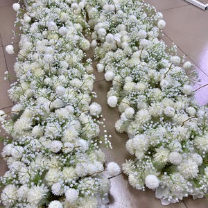 Ghirlanda di fiori di tarassaco Baby Breath, ghirlanda floreale per matrimonio, ghirlanda di rose, composizione di Baby Breath, decorazioni floreali per matrimonio