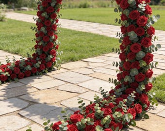 Red Rose Flower Arch,Floral Arch for Wall,Wedding Party Ceremony Backdrop Decor