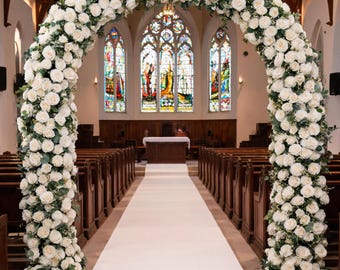 White Rose Flowers Arch,Wedding Aisle Flower Arrangement,Custom