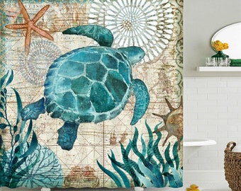 DESIHOM Wooden Sea Turtle Shower Curtain Coastal Theme Decor Ocean Nautical Shower Curtain Polyester Fabric-72 x 72 DESIHOM Wooden Sea Turtle Shower Curtain Coastal Theme Decor Ocean Nautical Shower Curtain Polyester Fabric-72 x 72