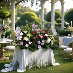 Decoração floral para mesa de namorados, caminho de flores para casamento, centro de mesa floral, arco de casamento, arranjo de flores para corredor de casamento, arranjo de mesa de flores