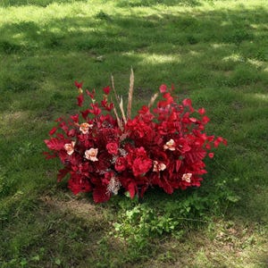 Red Wedding Flower Runner,Red Rose Peony Floral Centerpiece,Wedding Flower Table Arrangement,Artificial Flowers Aisle For Wedding Party