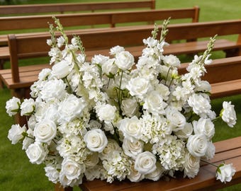 Full White Rose Hydrangea Flowers Aisle Arrangement,Floor Flower,Ground Florals