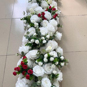 Flower Arch Garland,White Rose Flower Runner,Wedding Floral,Wedding Arch Swag,Wedding Arrrangement,Table Flower Runner,Table Centerpiece