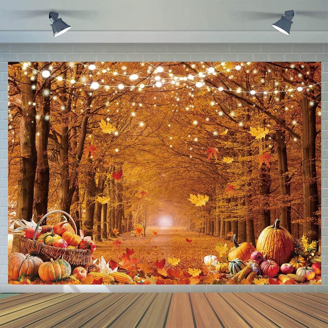 Fall Photography Backdrop Autumn Maple Forest Pumpkin Party Background ...