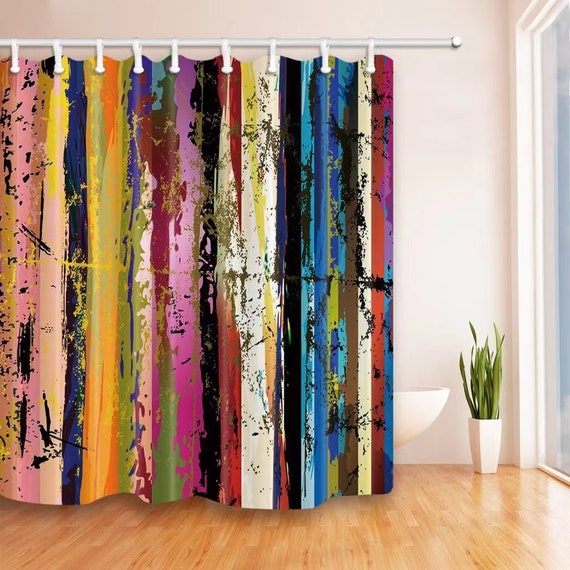 Colorful Mottled Wood Plank Bathroom Accessories Waterproof Etsy
